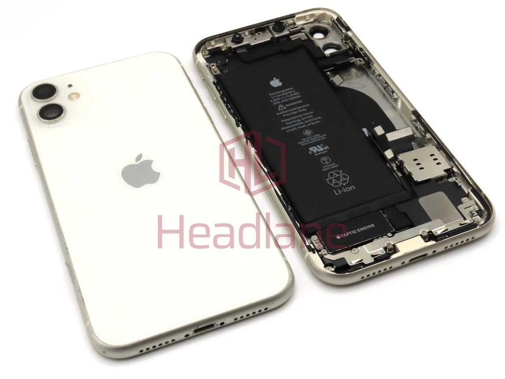 Apple iPhone 11 Back / Battery Cover + Small Parts - White (Pulled - Grade C) (No Camera)