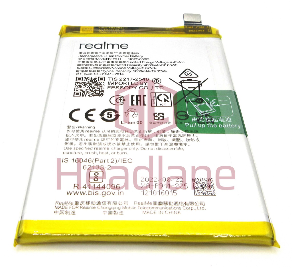 Realme RMX3612 RMX3471 RMX3472 9i 5G / 9 Pro / 5G BLP911 5000mAh Battery