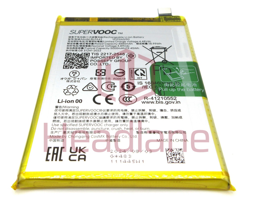 Realme RMX3999 RMX3867 12 / 12+ BLPA93 5000mAh Battery