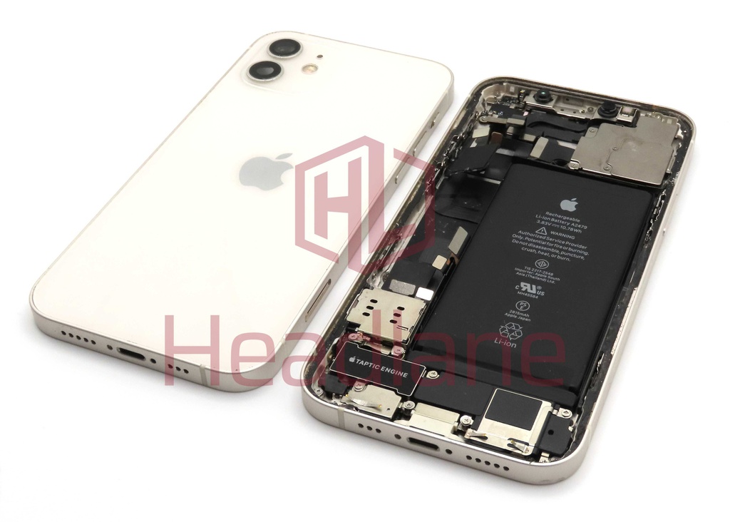 iPhone 12 Back / Battery Cover + Small Parts - White (Pulled - Grade C)