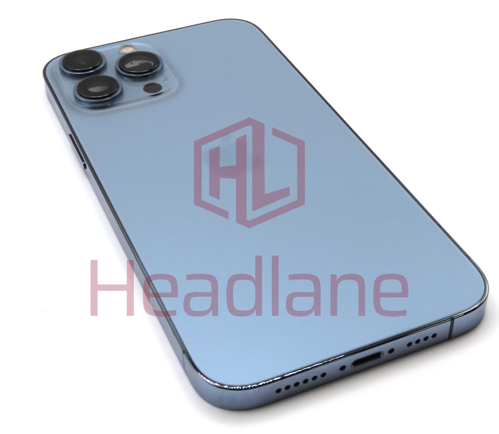 iPhone 13 Pro Max Back / Battery Cover + Small Parts - Blue (Pulled - Grade A) (No Camera)