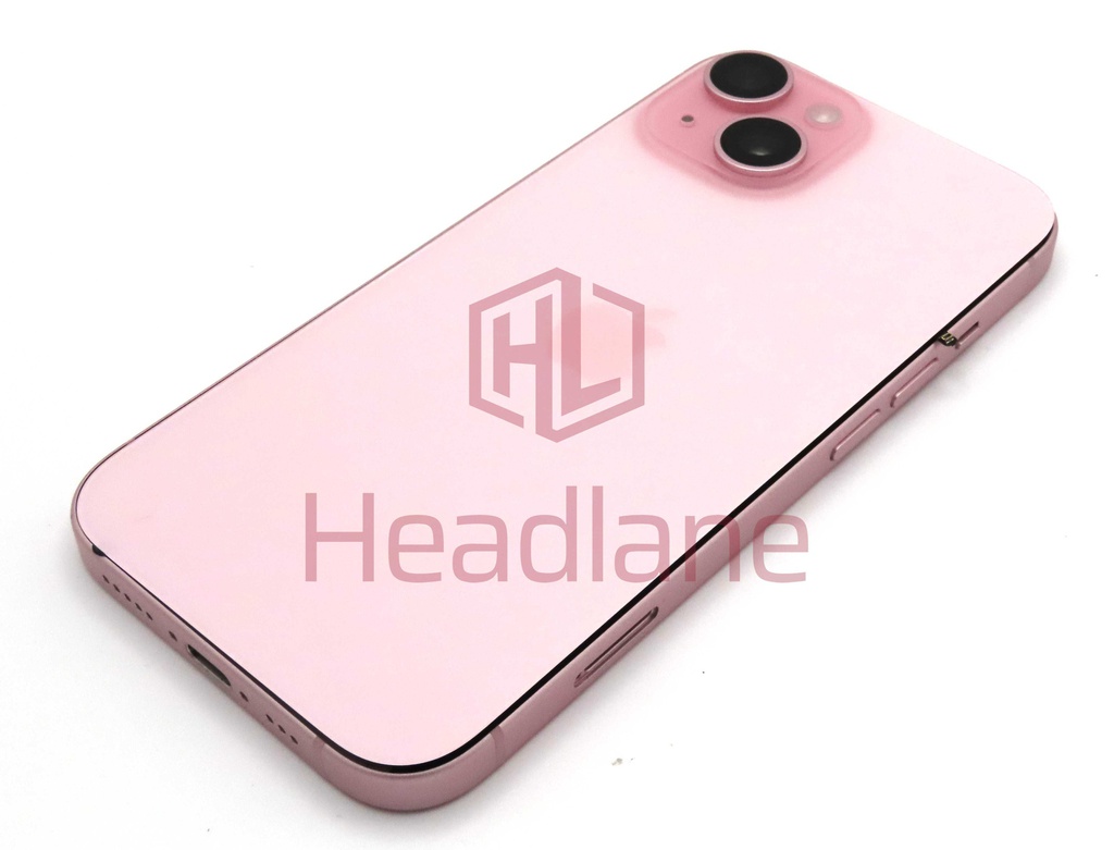 iPhone 15 Back / Battery Cover + Small Parts - Pink (Pulled - Grade C)