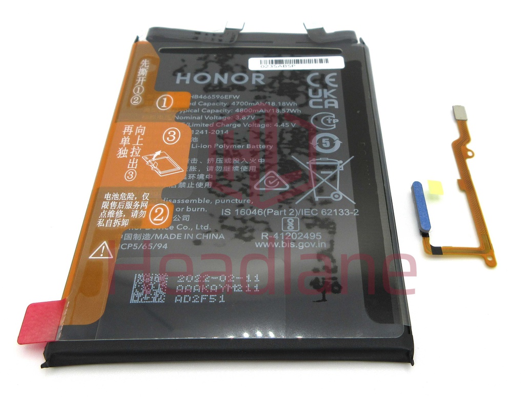 Honor Magic4 Lite Fingerprint Reader / Sensor + HB466596EFW 4800mAh Battery - Blue