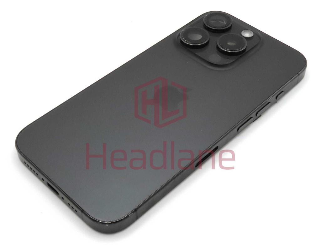 iPhone 15 Pro Back / Battery Cover + Small Parts - Black Titanium (Pulled - Grade C) (No Camera)
