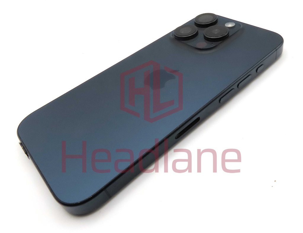 iPhone 15 Pro Back / Battery Cover + Small Parts - Blue Titanium (Pulled - Grade B) (No Camera)