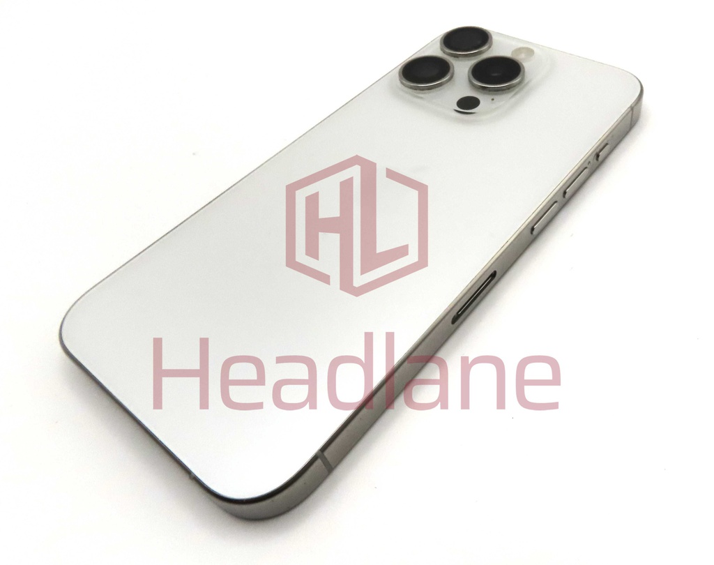 iPhone 15 Pro Back / Battery Cover + Small Parts - White Titanium (Pulled - Grade C) (No Camera)