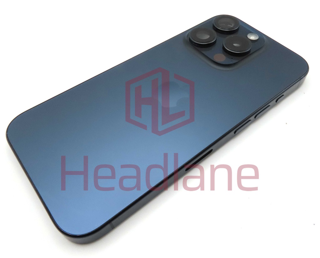 iPhone 15 Pro Back / Battery Cover + Small Parts - Blue Titanium (Pulled - Grade A) (No Camera)