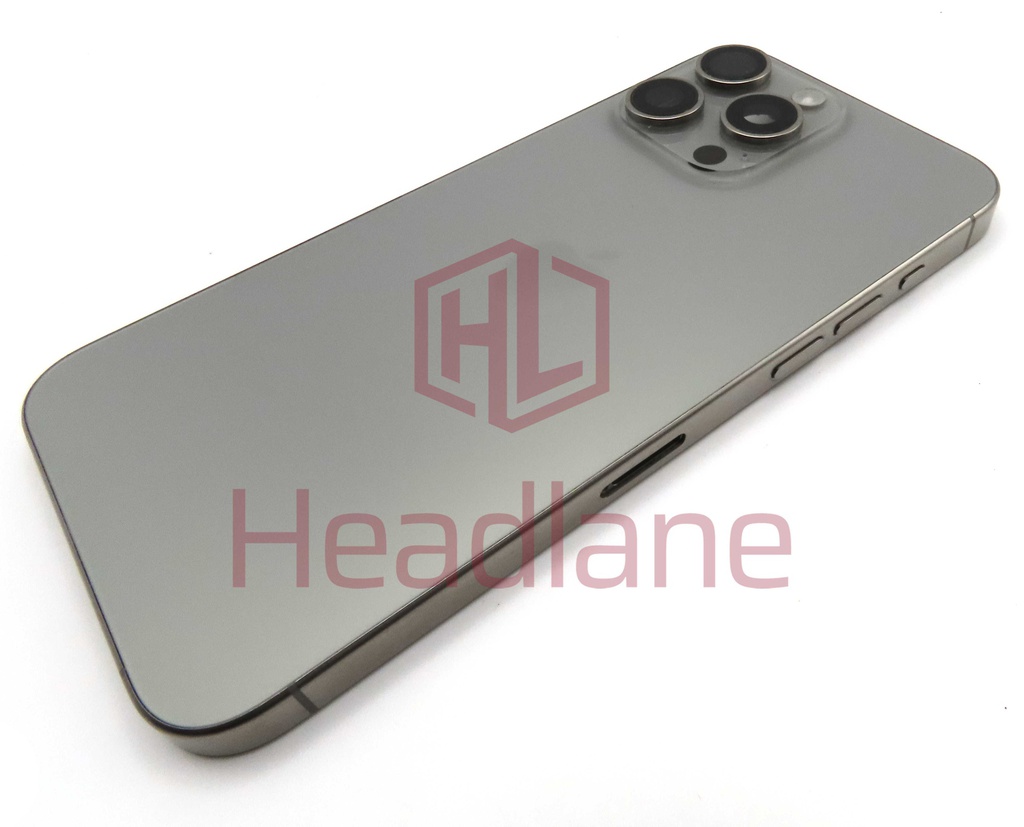 Apple iPhone 15 Pro Max Back / Battery Cover + Small Parts - Natural Titanium (Pulled - Grade B) (No Camera)