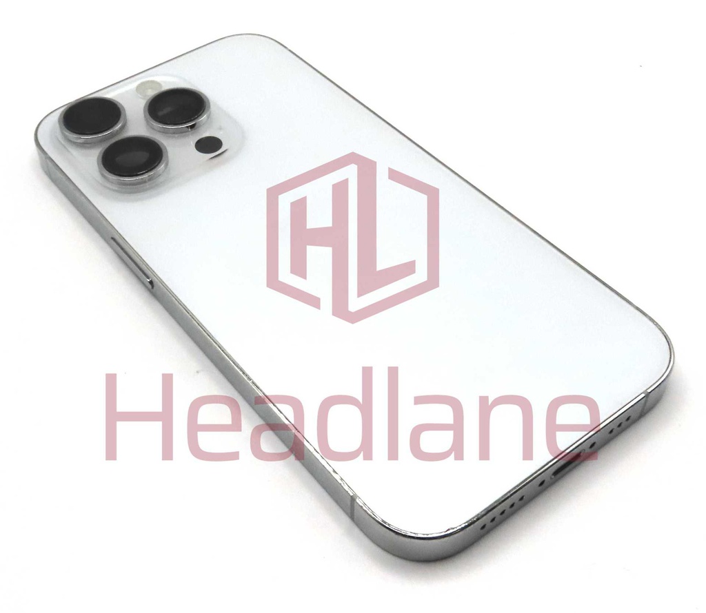 iPhone 14 Pro Back / Battery Cover + Small Parts - Silver (Pulled - Grade C) (No Camera)