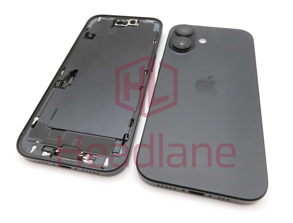 Apple iPhone 16 Back / Battery Cover + Small Parts - Black (Pulled - Grade A)