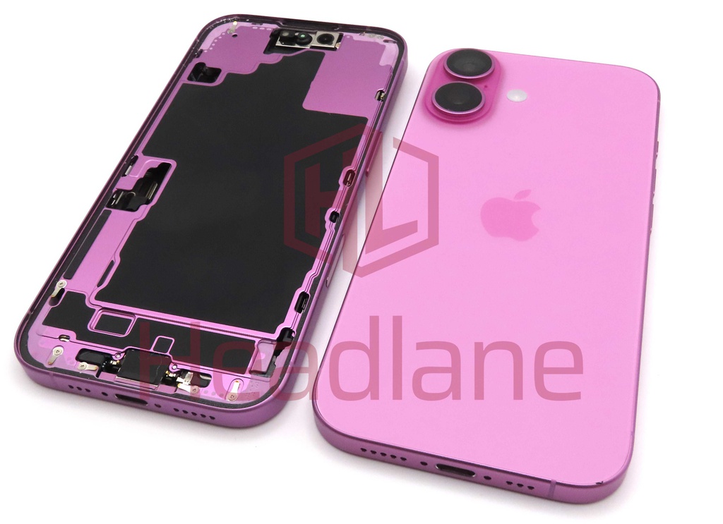 Apple iPhone 16 Back / Battery Cover + Small Parts - Pink (Pulled - Grade A)