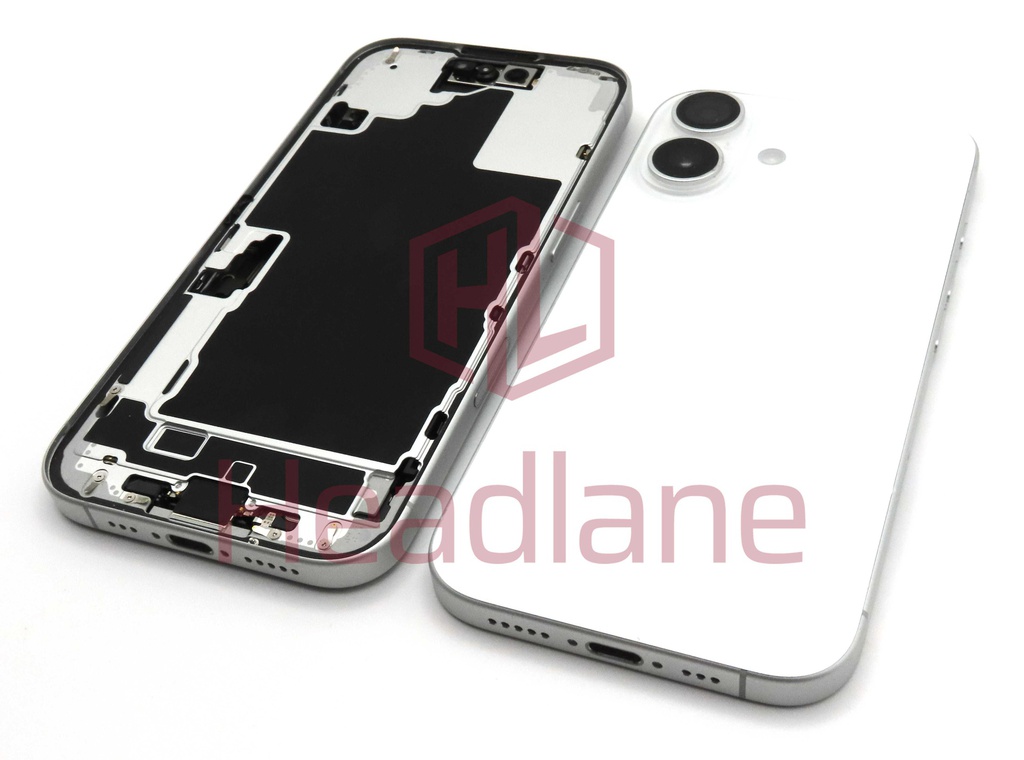 Apple iPhone 16 Back / Battery Cover + Small Parts - White (Pulled - Grade A)