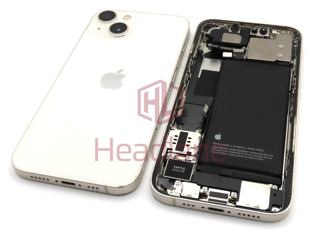 iPhone 13 Back / Battery Cover + Small Parts - White (Pulled - Grade C)