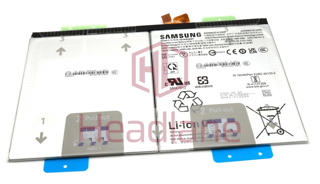 Samsung SM-X620 X626 X820 X826 Galaxy Tab S10 FE+ / S10+ (WiFi / 5G) EB-BX828ABY 10090mAh Internal Battery