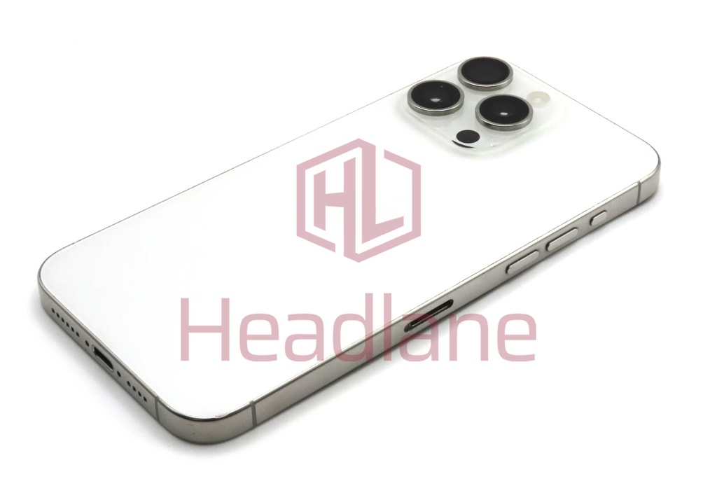 Apple iPhone 15 Pro Max Back / Battery Cover + Small Parts - White Titanium (Pulled - Grade B)