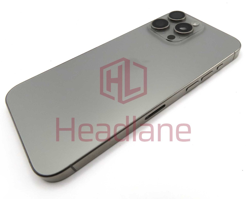 Apple iPhone 15 Pro Max Back / Battery Cover + Small Parts - Natural Titanium (Pulled - Grade B) (No Camera)