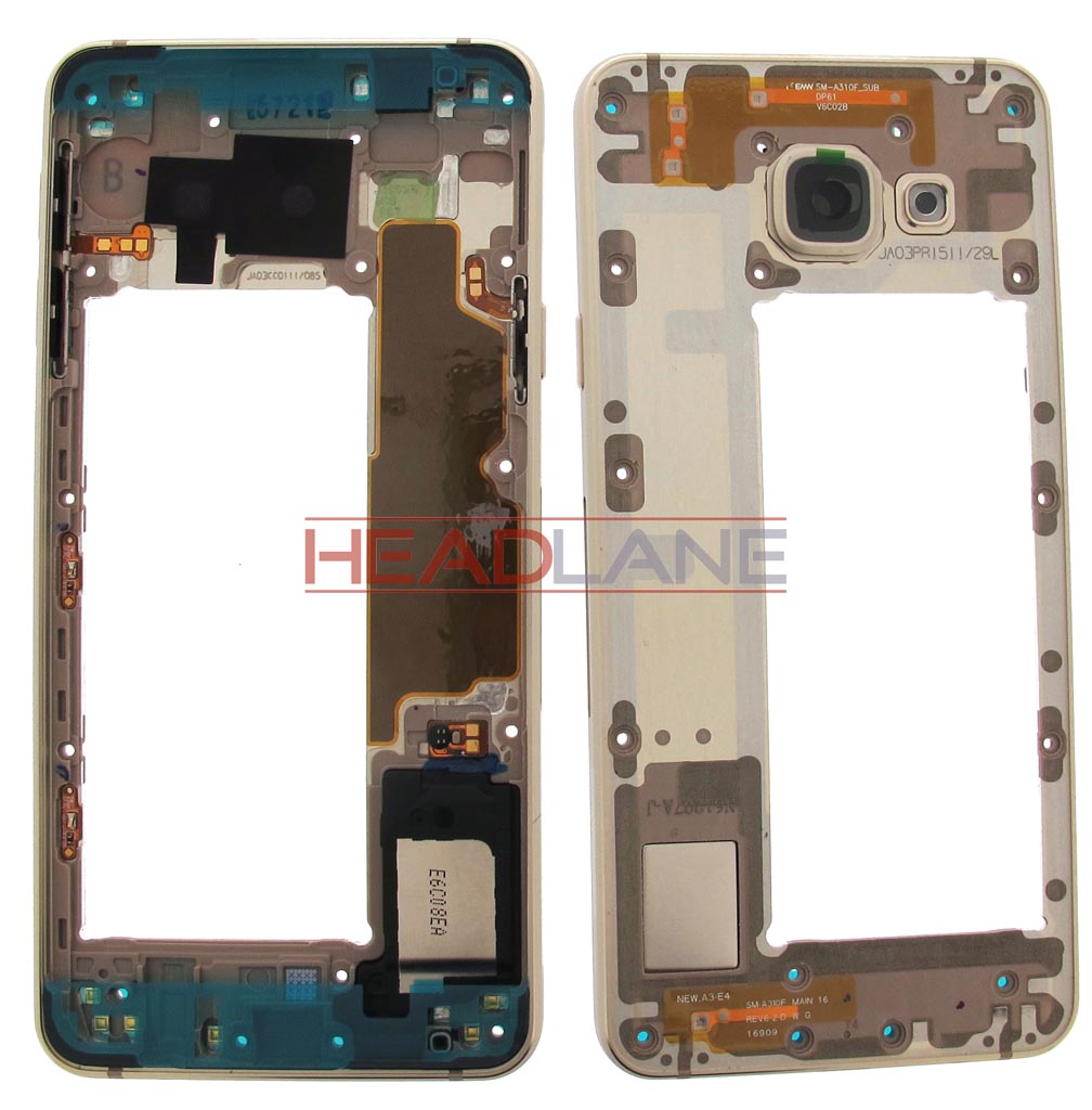 Samsung SM-A310 Galaxy A3 (2016) Middle Cover Chassis - Gold