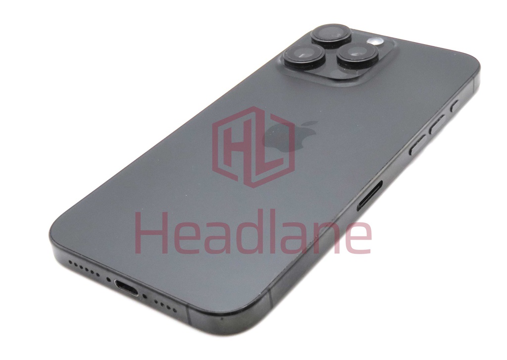 Apple iPhone 15 Pro Max Back / Battery Cover + Small Parts - Black Titanium (Pulled - Grade B) (No Camera)
