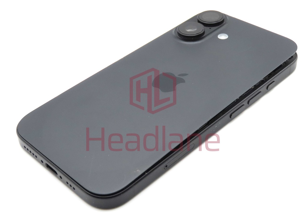 Apple iPhone 16 Back / Battery Cover + Small Parts - Black (Pulled - Grade C)