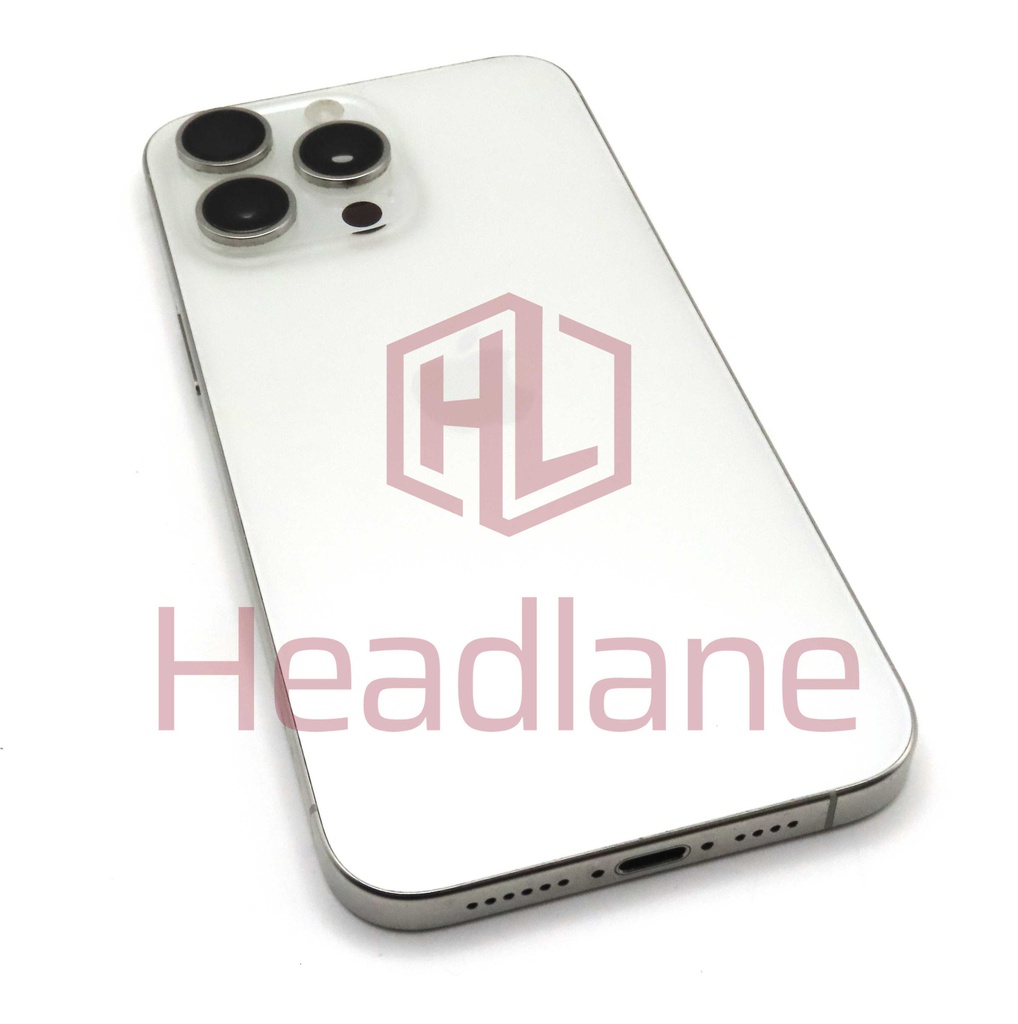 Apple iPhone 15 Pro Max Back / Battery Cover + Small Parts - White Titanium (Pulled - Grade C)
