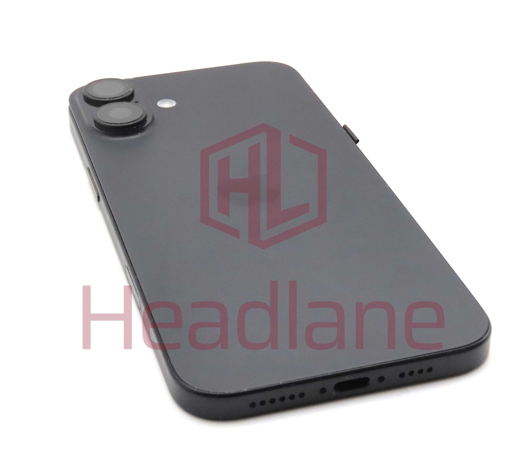 Apple iPhone 16 Plus Back / Battery Cover + Small Parts - Black (Pulled - Grade C) (No Camera)