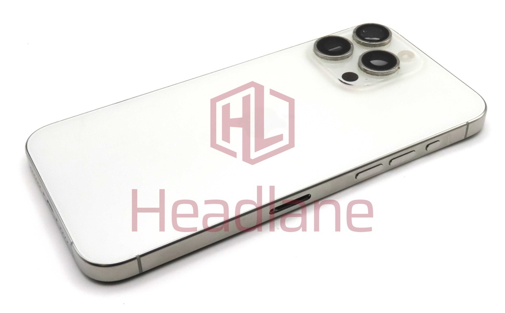 Apple iPhone 15 Pro Max Back / Battery Cover + Small Parts - White Titanium (Pulled - Grade B) (No Camera)