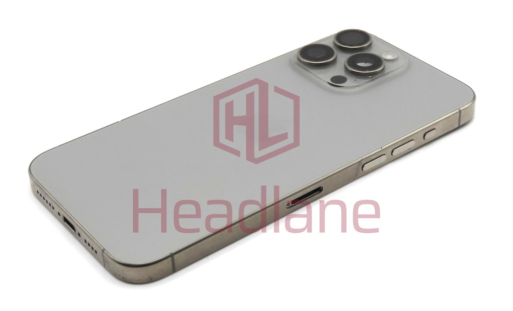 Apple iPhone 15 Pro Max Back / Battery Cover + Small Parts - Natural Titanium (Pulled - Grade C) (No Camera)