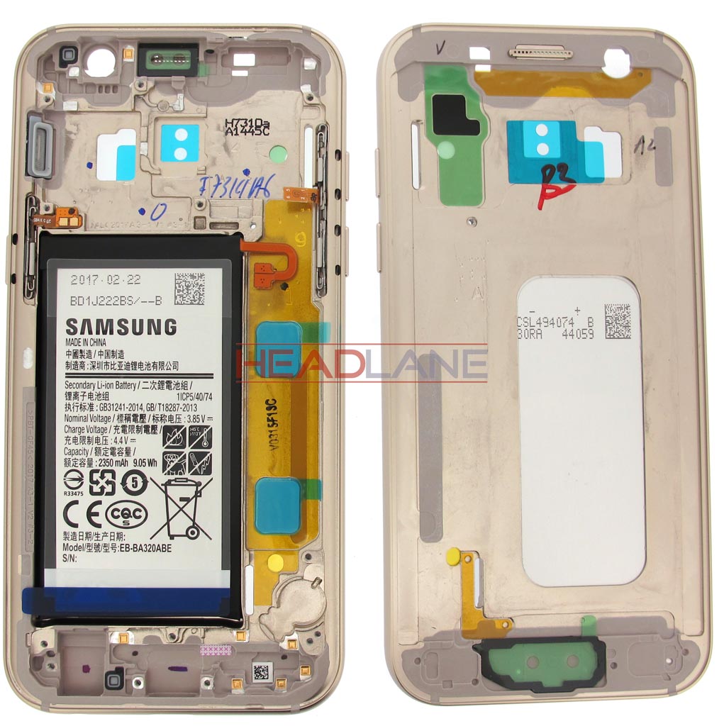 Samsung SM-A320 Galaxy A3 (2017) Middle + Battery - Gold