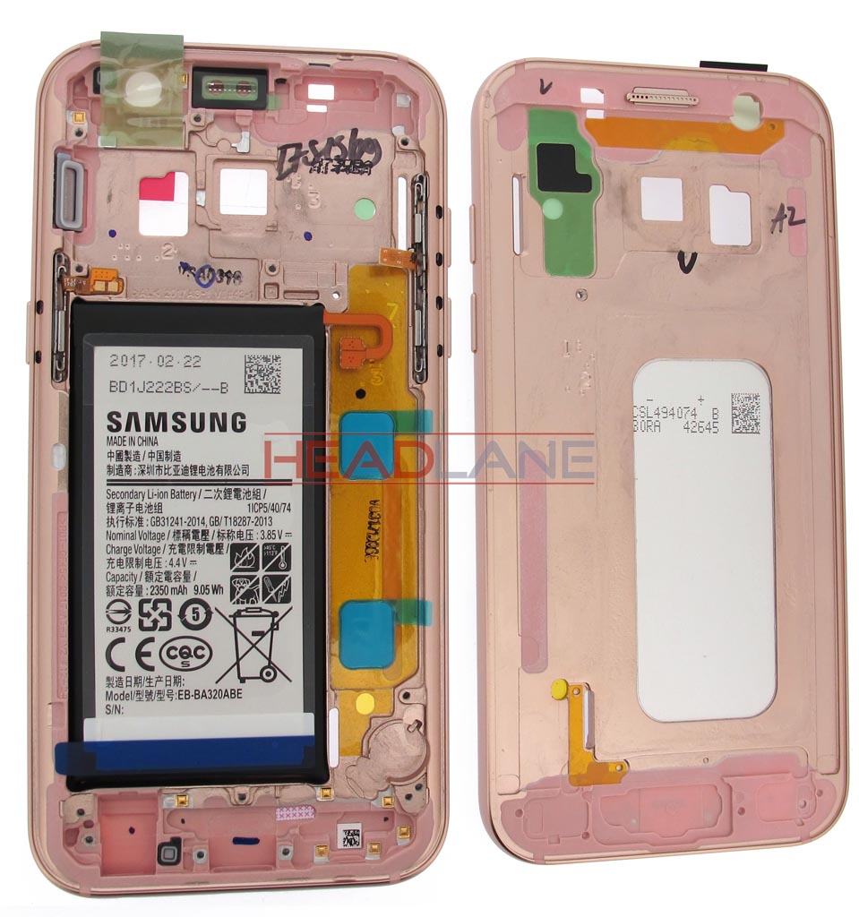 Samsung SM-A320 Galaxy A3 (2017) Middle + Battery - Pink
