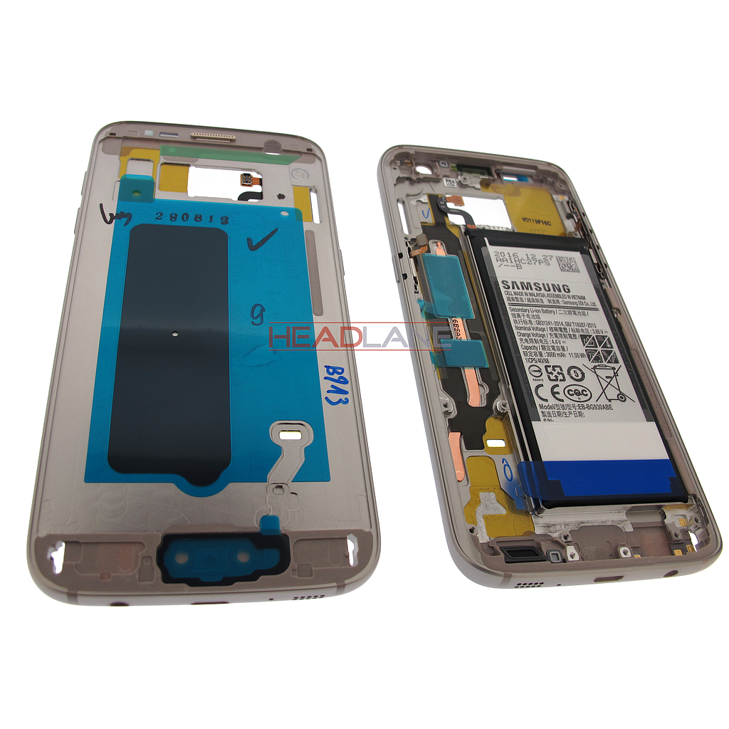 Samsung SM-G930F Galaxy S7 Middle Cover + Battery - Gold