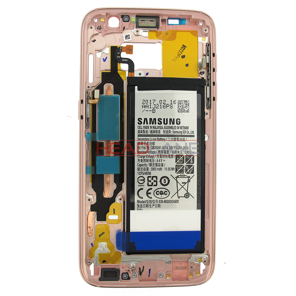 Samsung SM-G930F Galaxy S7 Middle Cover + Battery Pink Gold