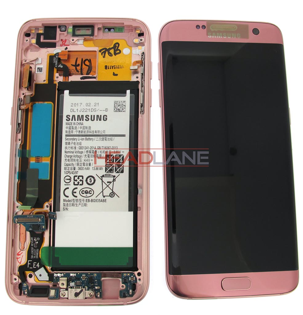 Samsung SM-G935F Galaxy S7 Edge LCD Display / Screen + Touch + Battery - Pink