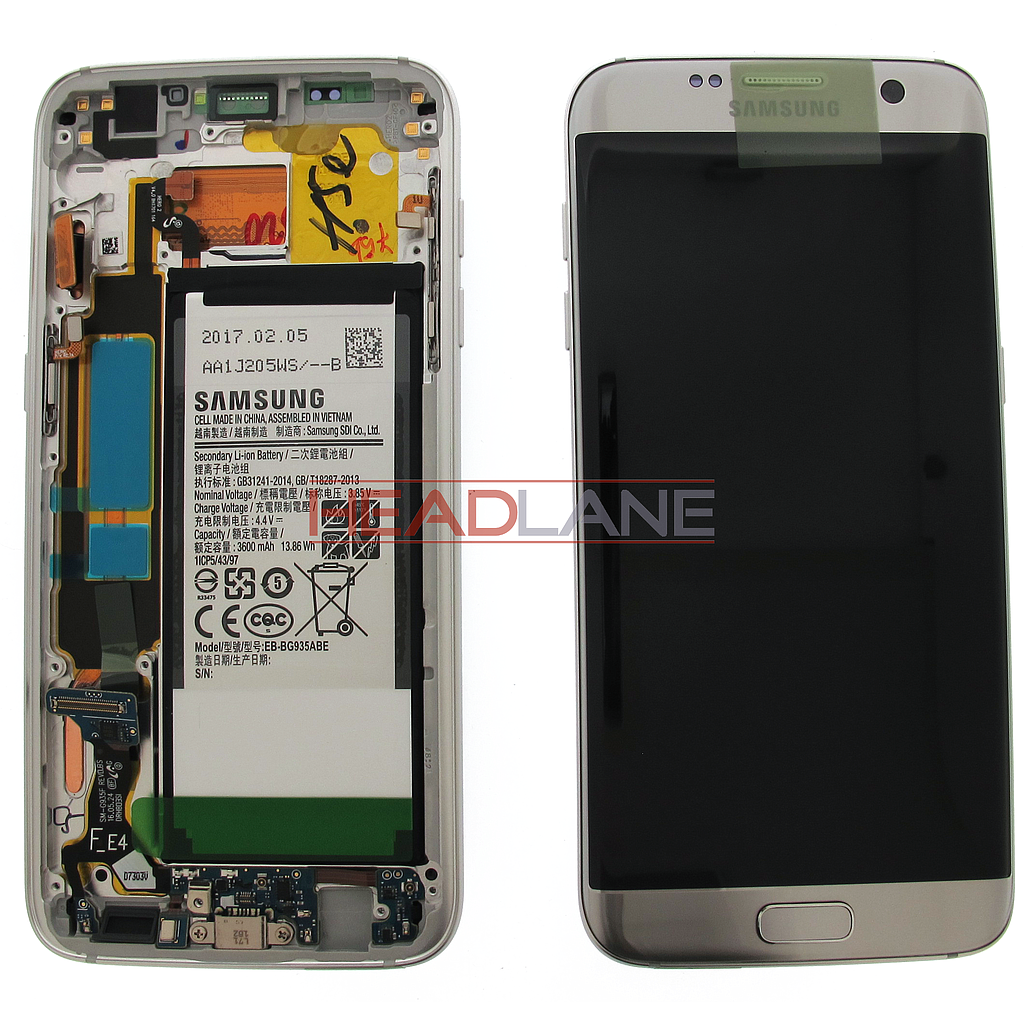 Samsung SM-G935A Galaxy S7 Edge LCD Display / Screen + Touch + Battery Silver (USA Version Charge Board)