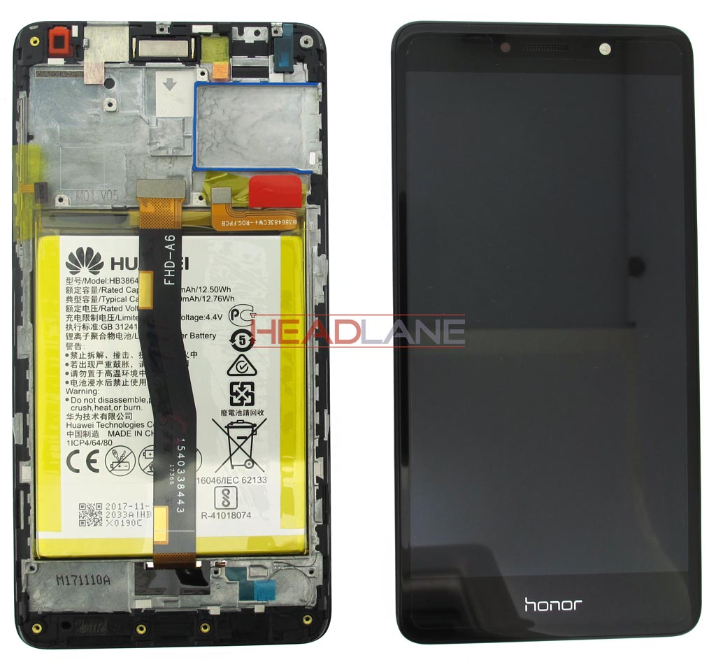 Huawei Honor 6X Premium LCD Display / Screen + Touch + Battery Assy - Grey
