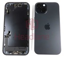 [IP15BH-BK-A] iPhone 15 Back / Battery Cover + Small Parts - Black (Pulled - Grade A)