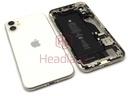 [IP11BH-WT-BH-C] Apple iPhone 11 Back / Battery Cover + Small Parts - White (Pulled - Grade C) (No Camera)