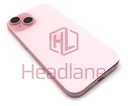 [IP15BH-PK-B] iPhone 15 Back / Battery Cover + Small Parts - Pink (Pulled - Grade B)