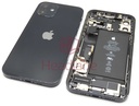 [IP12BH-BK-C-NC] iPhone 12 Back / Battery Cover + Small Parts - Black (Pulled - Grade C) (No Camera)